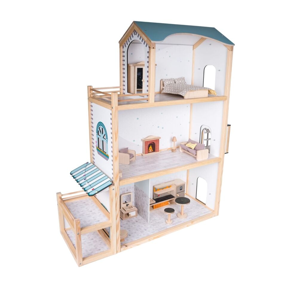 Ahşap Oyuncak Ev - Doğal ve Eğitici Oyun Köşesi ''Eşyalar dahil'' T2016