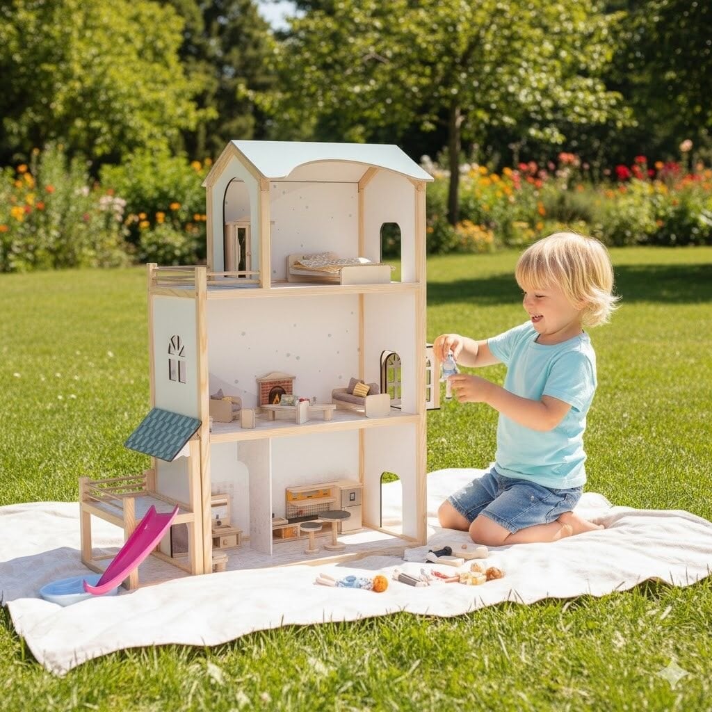 Ahşap Oyuncak Ev - Doğal ve Eğitici Oyun Köşesi ''Eşyalar dahil'' T2016