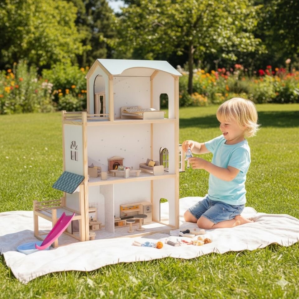 Ahşap Oyuncak Ev - Doğal ve Eğitici Oyun Köşesi ''Eşyalar dahil'' T2016
