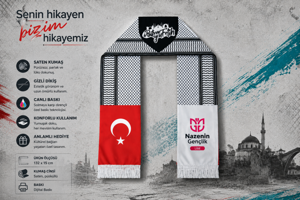 Nazenin Gençlik Lise Saten Atkı