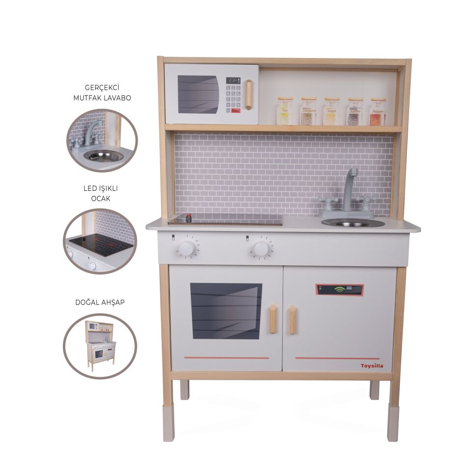Ahşap Oyun Mutfağı Beyaz T1029