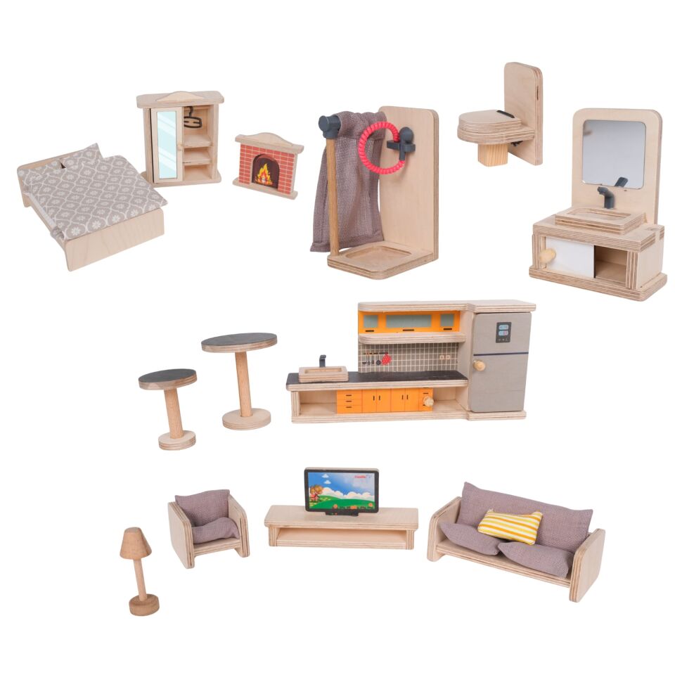 Ahşap Oyuncak Ev - Doğal ve Eğitici Oyun Köşesi ''Eşyalar dahil'' T2016
