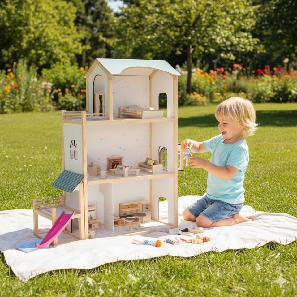 Ahşap Oyuncak Ev - Doğal ve Eğitici Oyun Köşesi ''Eşyalar dahil'' T2016