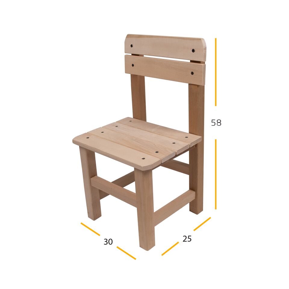 Ahşap Çocuk Sandalyesi – Dayanıklı, Doğal ve Ergonomik Oturma Koltuğu T6011
