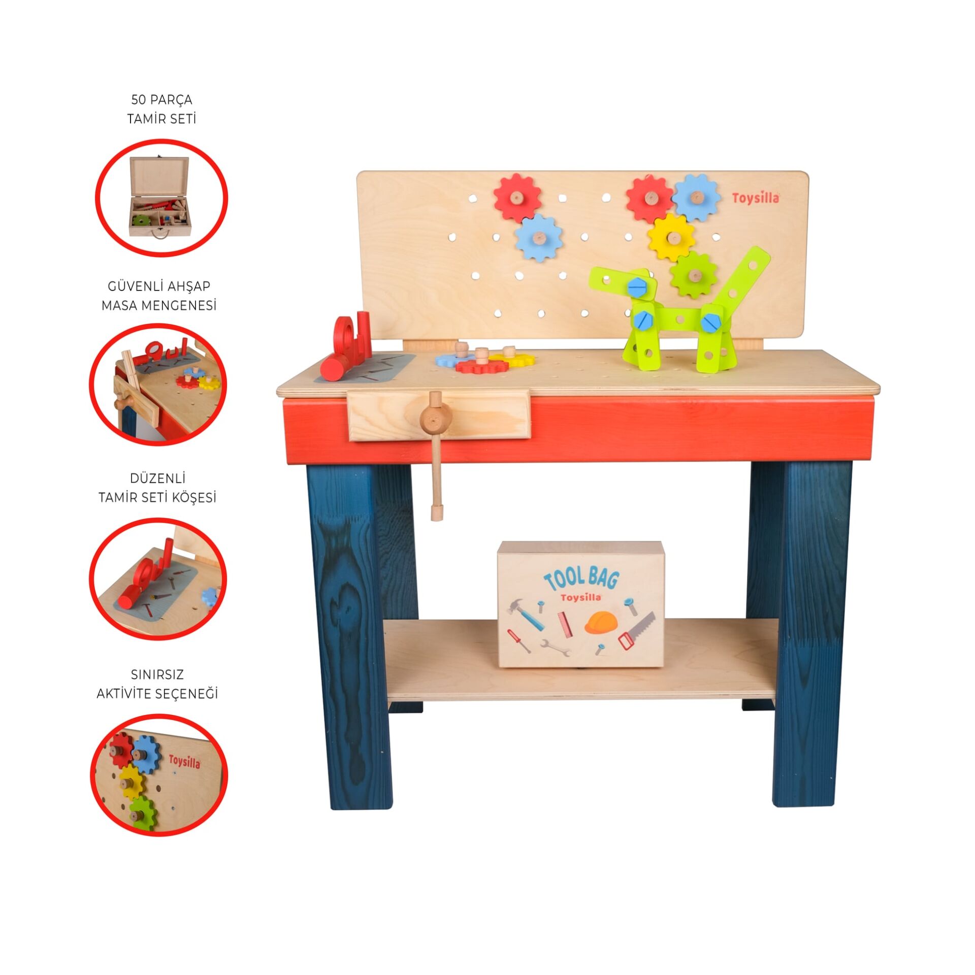 Büyük Ahşap Tamir Tezgahı Oyuncak, Tamir oyuncak T6014