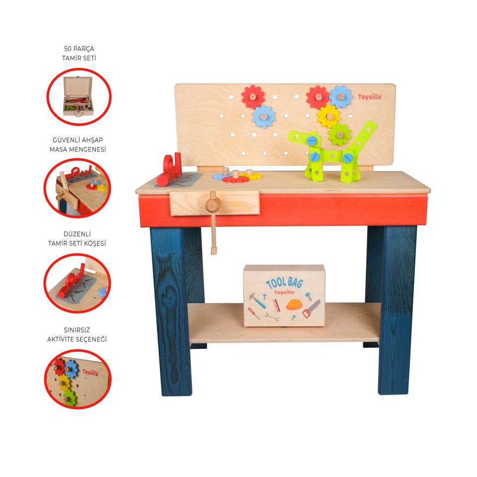 Büyük Ahşap Tamir Tezgahı Oyuncak, Tamir oyuncak T6014