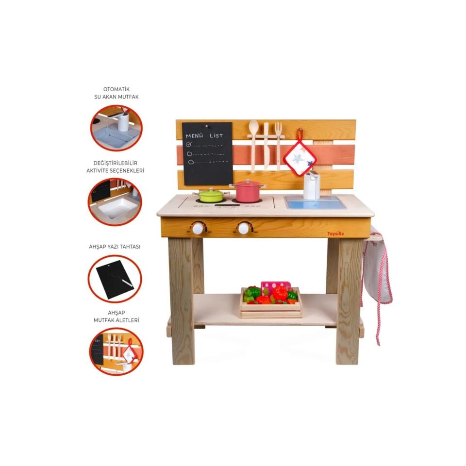 Doğal Ağaç Ahşap Sulu Mutfak