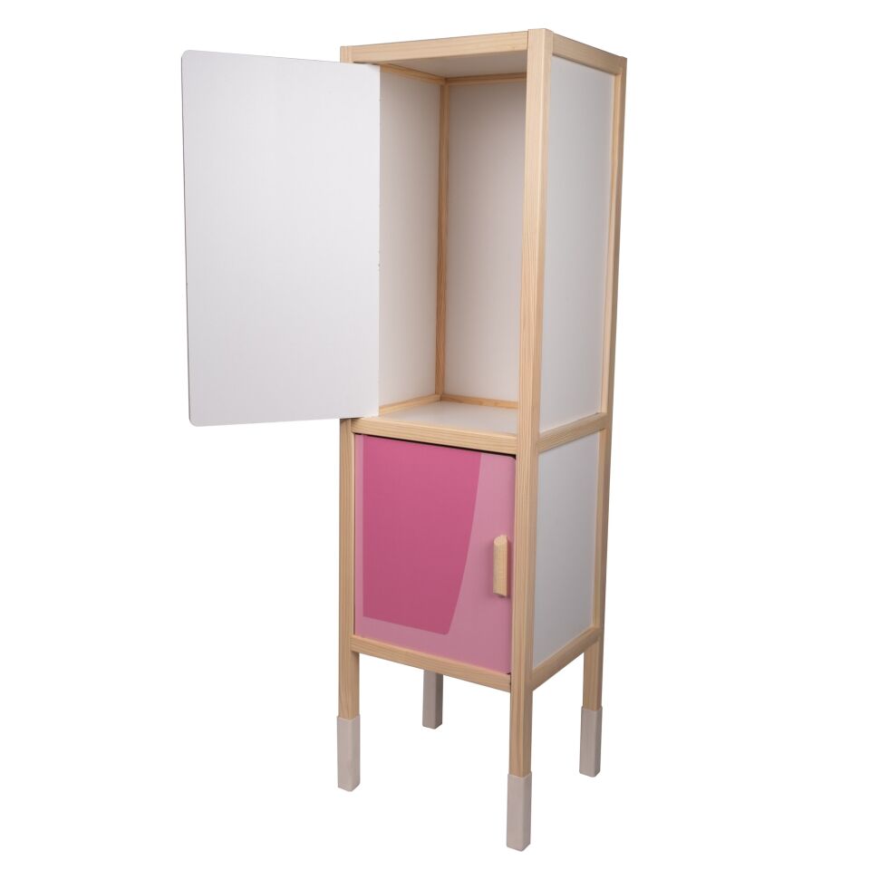 T1039 Ahşap Buzdolaplı Sulu Mutfak - Pembe