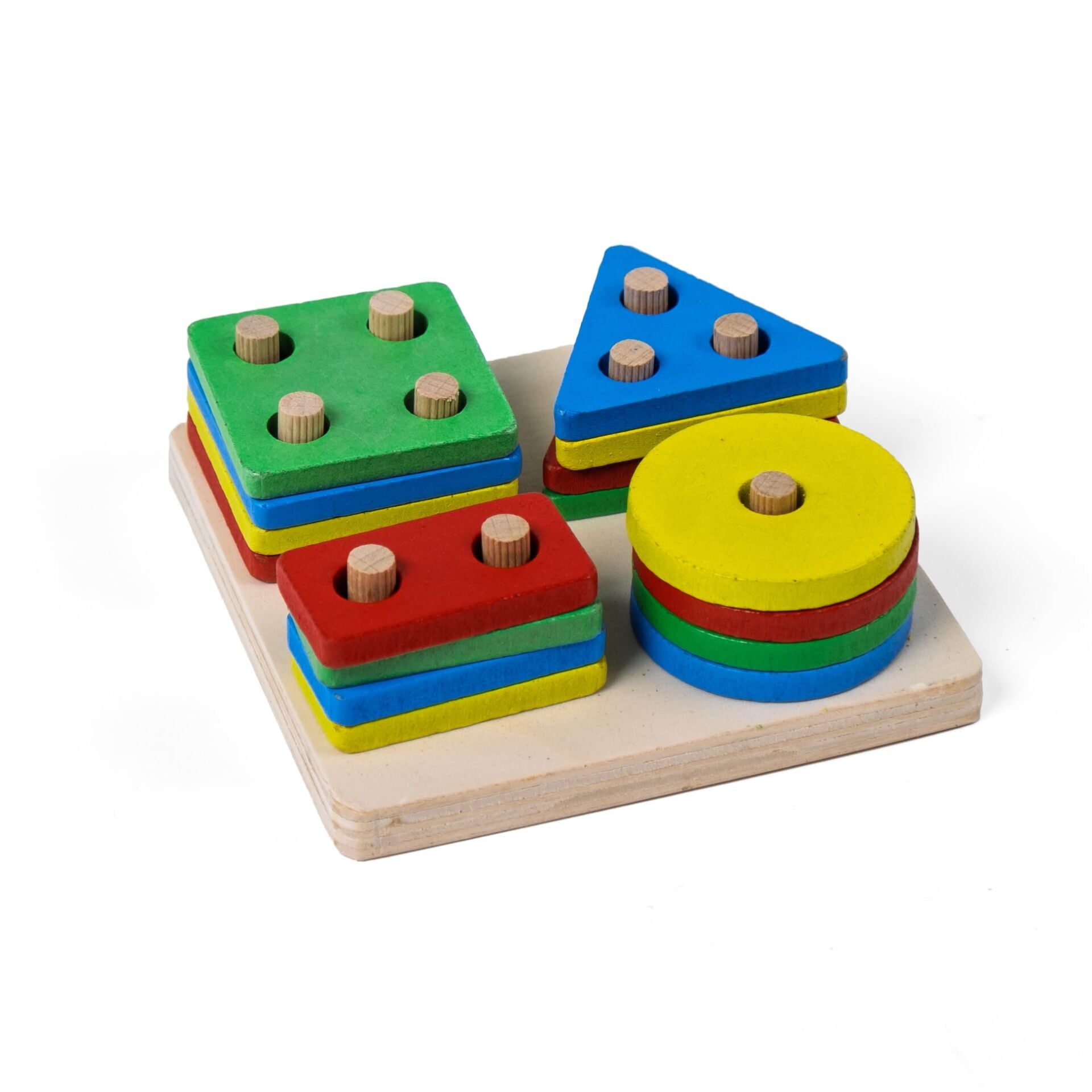 Toysilla Ahşap Eğitici 4'Lü Geometrik Şekil Bul Tak Oyunu T3025
