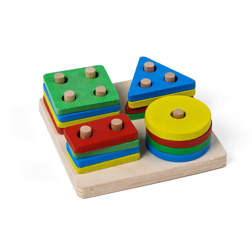 Toysilla Ahşap Eğitici 4'Lü Geometrik Şekil Bul Tak Oyunu T3025