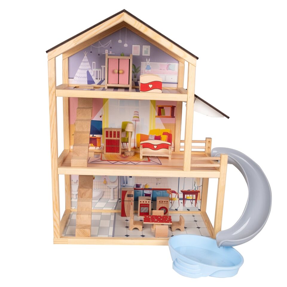 Toysilla Ahşap Kaydıraklı Oyun Evi - T2015