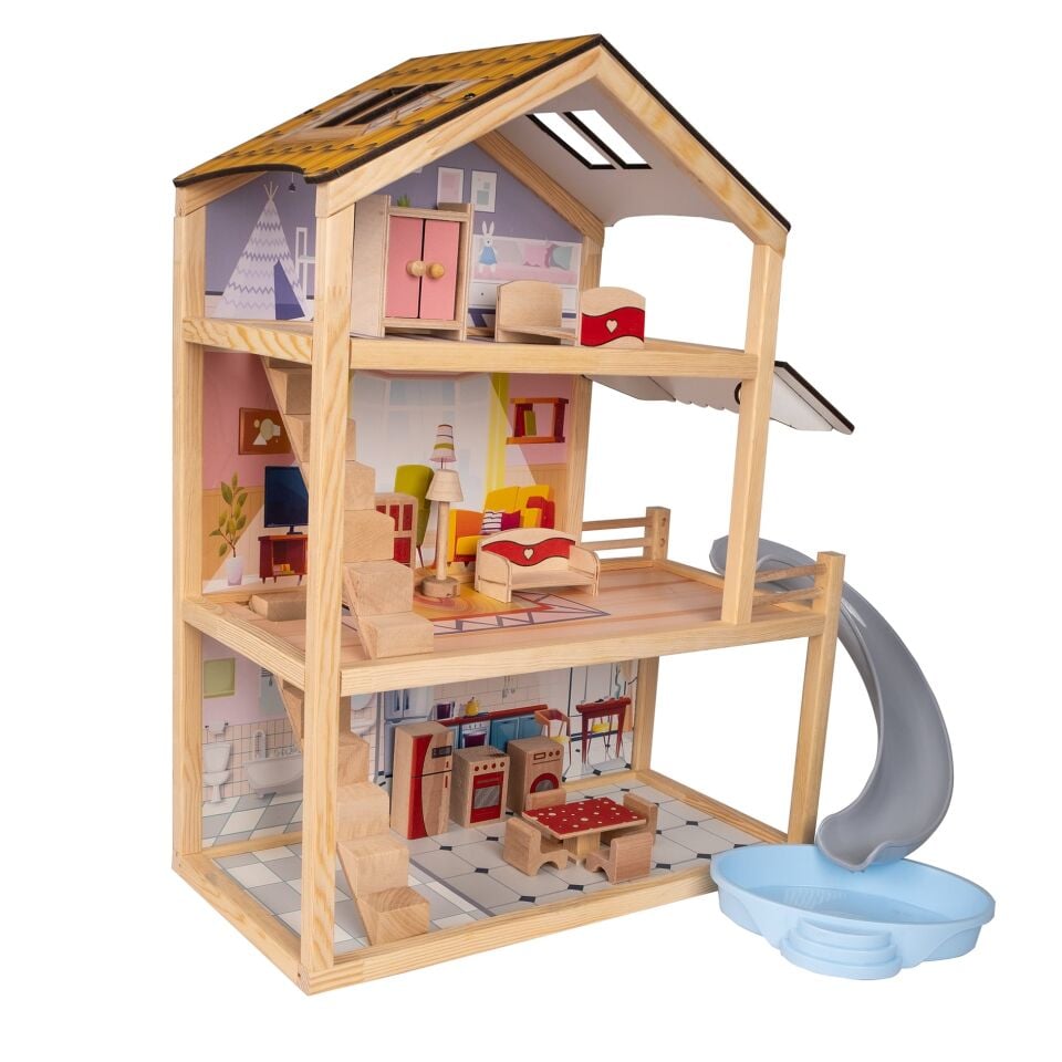Toysilla Ahşap Kaydıraklı Oyun Evi - T2015
