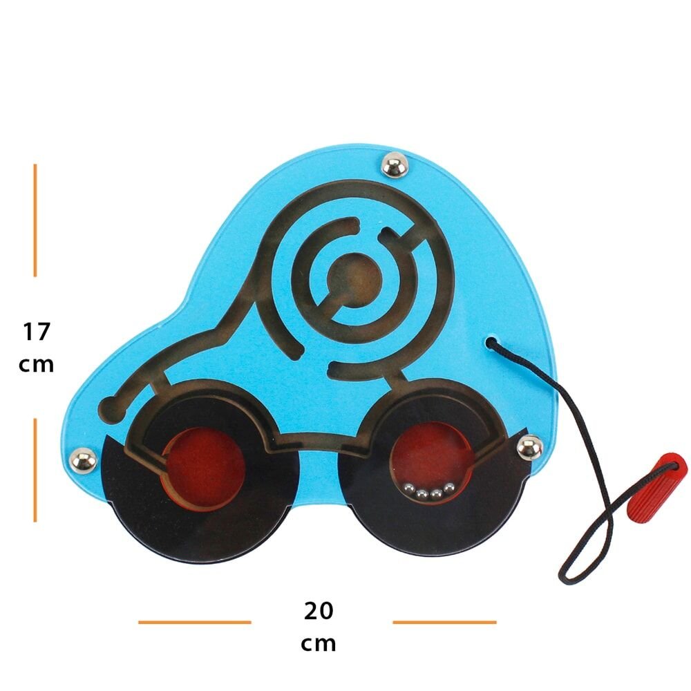 Toysilla Doğal Ahşap Araba Figürlü Mıknatıslı Labirentte Yol Bulma Oyuncağı - T3015