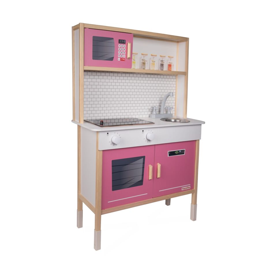 Toysilla Led'li Pembe Ahşap Çocuk Mutfak Seti T1033