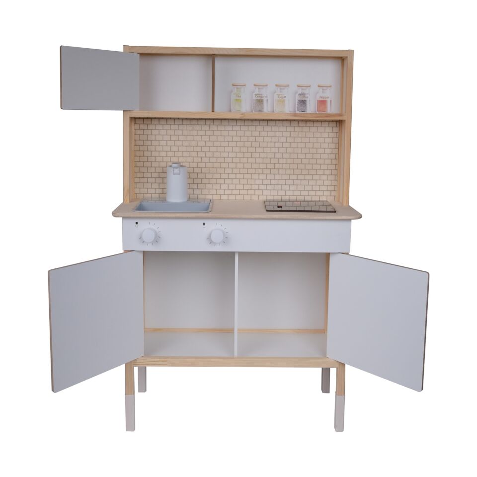 Toysilla Musluktan Su Akan Ve Led'li Pembe Ahşap Çocuk Mutfak Seti T1032