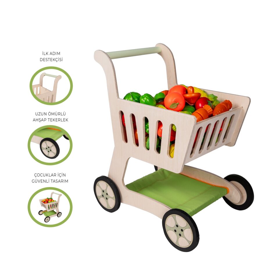 Ahşap Oyuncak Alışveriş Arabası - T6015