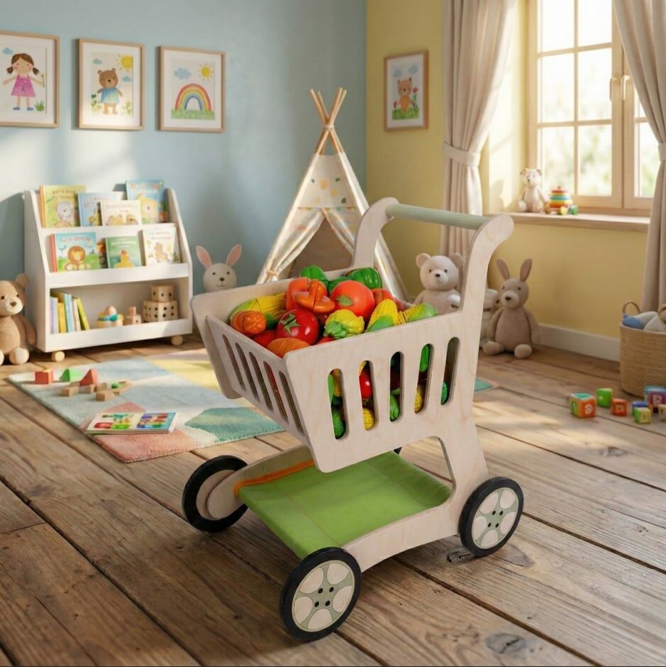 Ahşap Oyuncak Alışveriş Arabası - T6015