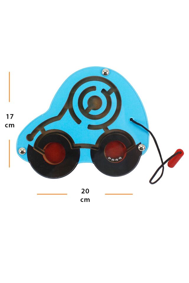 Doğal Ahşap Hayvan Figürlü Mıknatıslı Labirentte Yol Bulma Oyuncağı