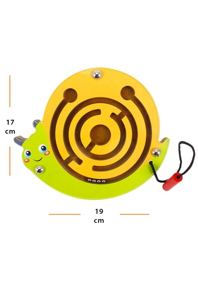 Doğal Ahşap Hayvan Figürlü Mıknatıslı Labirentte Yol Bulma Oyuncağı