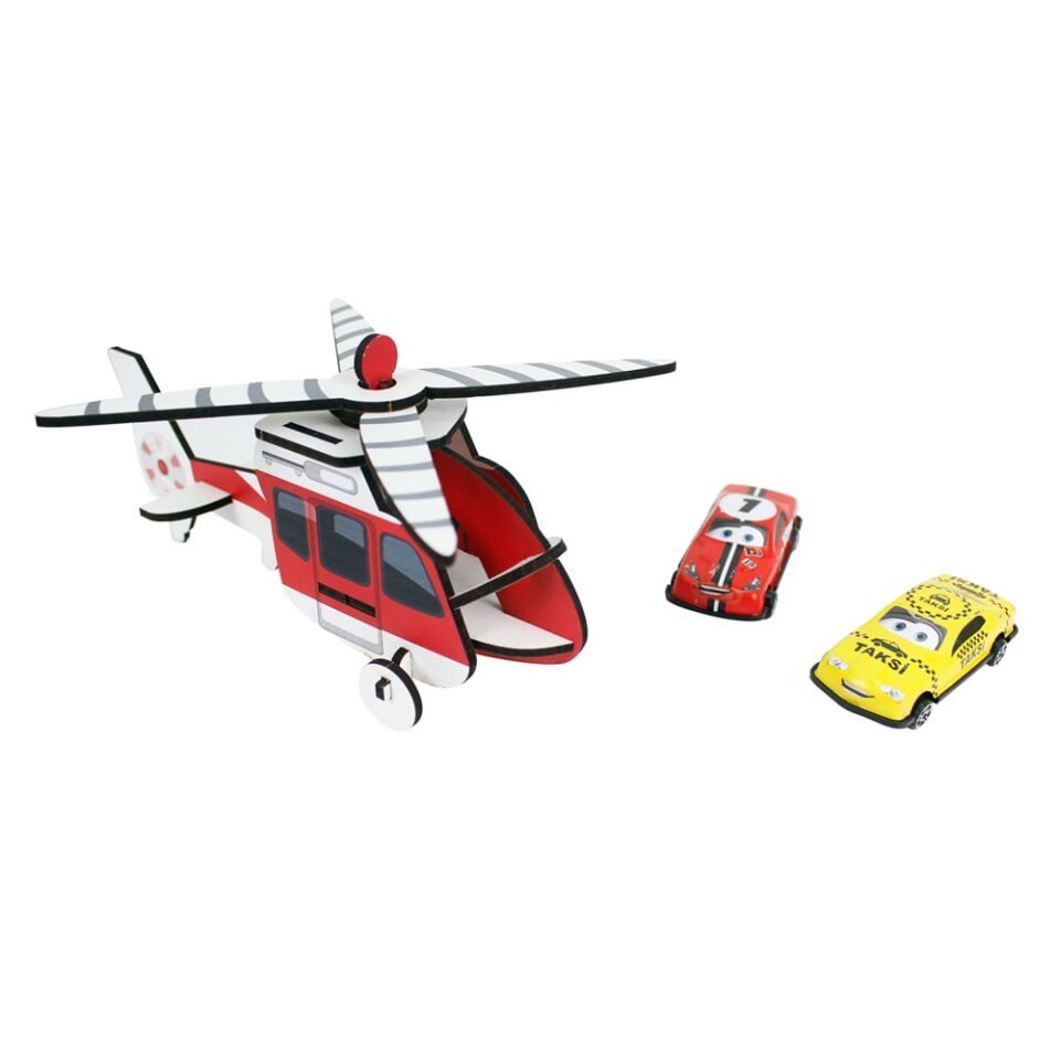 Toysilla Ahşap 3 Katlı Asansörlü ve Kaydıraklı Çocuk Oyun Otopark Garajı - T3013