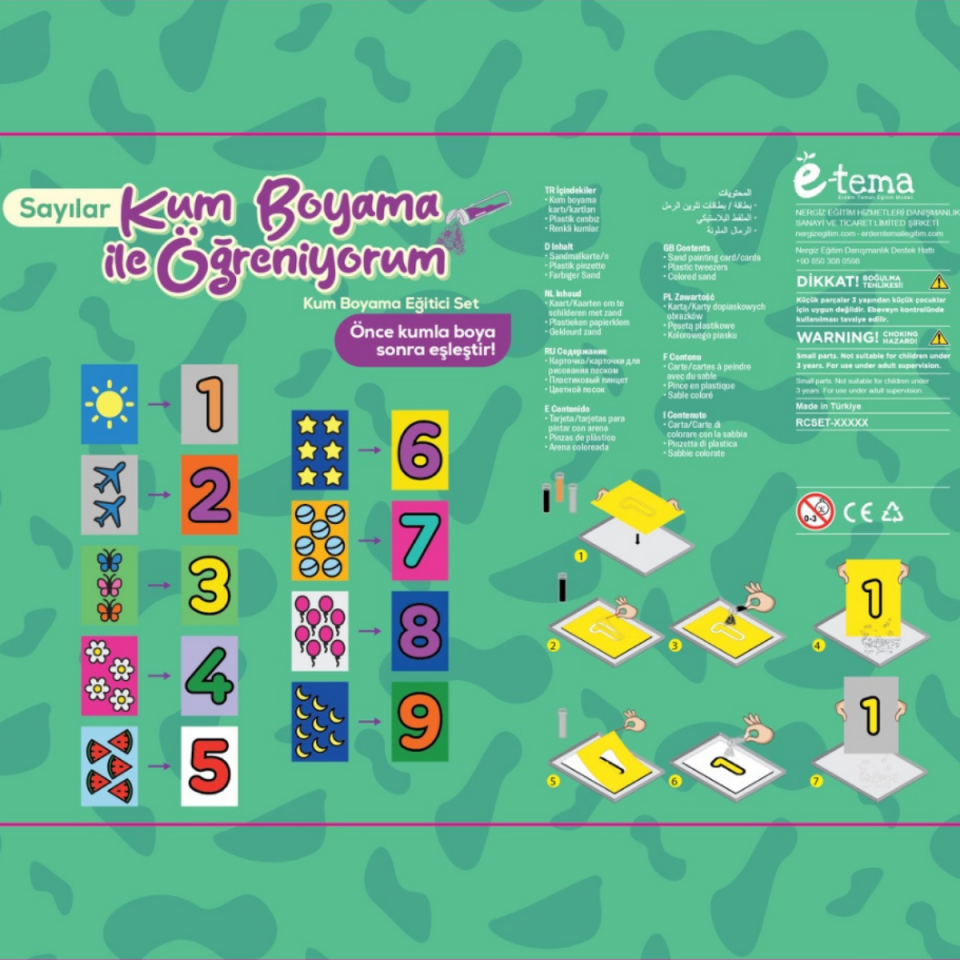 ''Türkçe Set'' Sayıları Kum Boyama ile Öğreniyorum